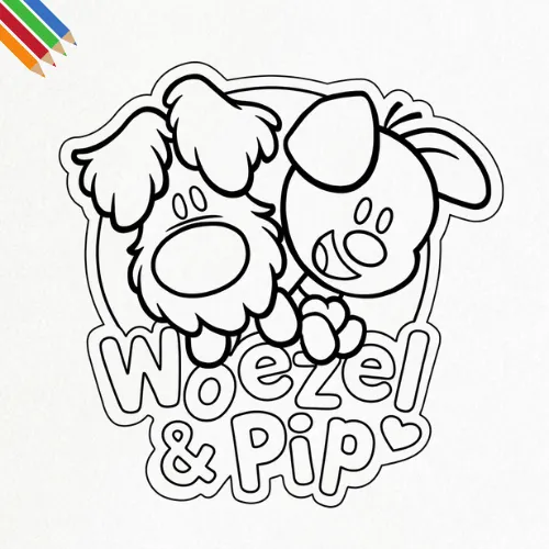 Kleurplaat Woezel en Pip thumbnail