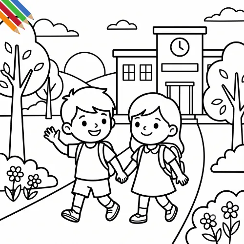 Kleurplaat Eerste Schooldag thumbnail