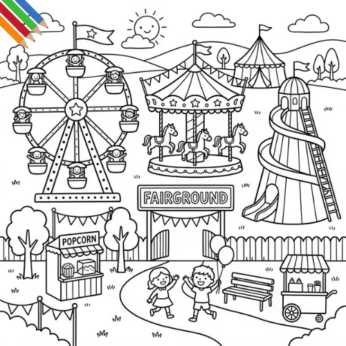 Kleurplaat Kermis thumbnail