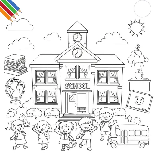 Kleurplaat Welkom Op School thumbnail
