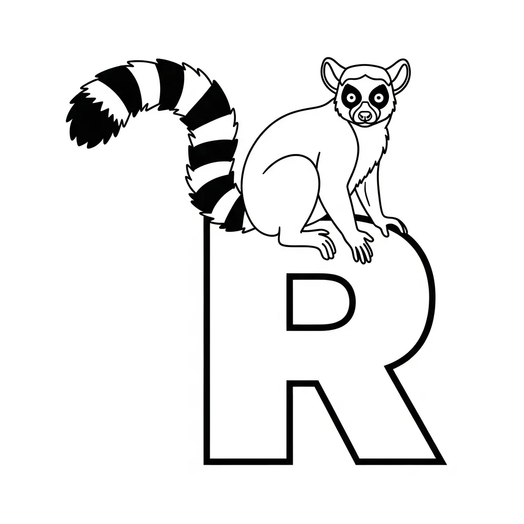 Letter R-dieren kleurplaat 8 Letter R dieren kleurplaat