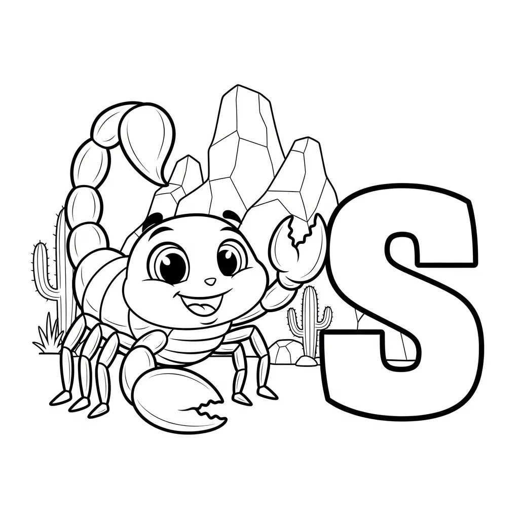 Letter S dieren kleurplaat 13