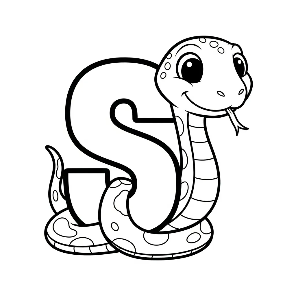 Letter S dieren kleurplaat 15