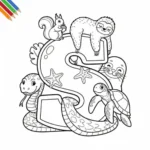 Letter S-dieren kleurplaat thumbnail