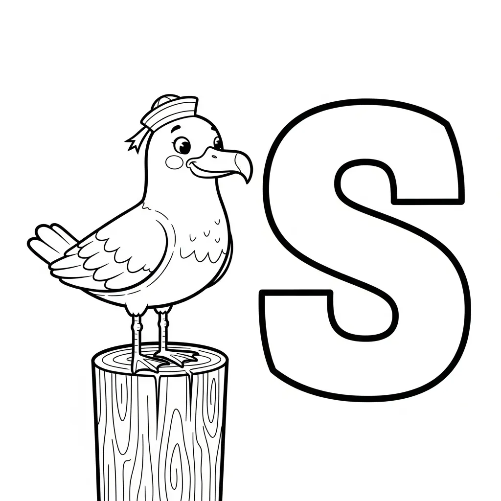 Letter S dieren kleurplaat 17