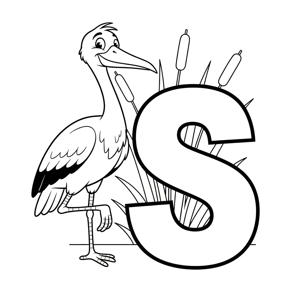 Letter S dieren kleurplaat