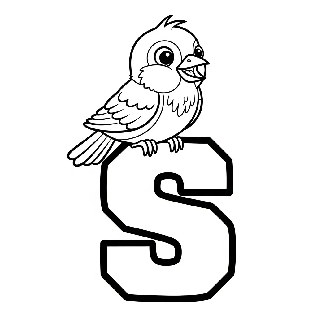 Letter S dieren kleurplaat 1