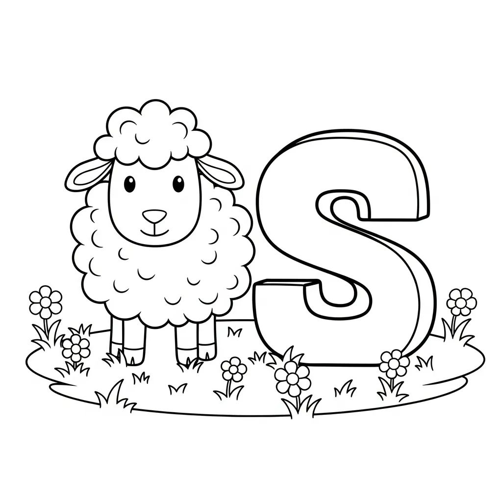 Letter S dieren kleurplaat 3