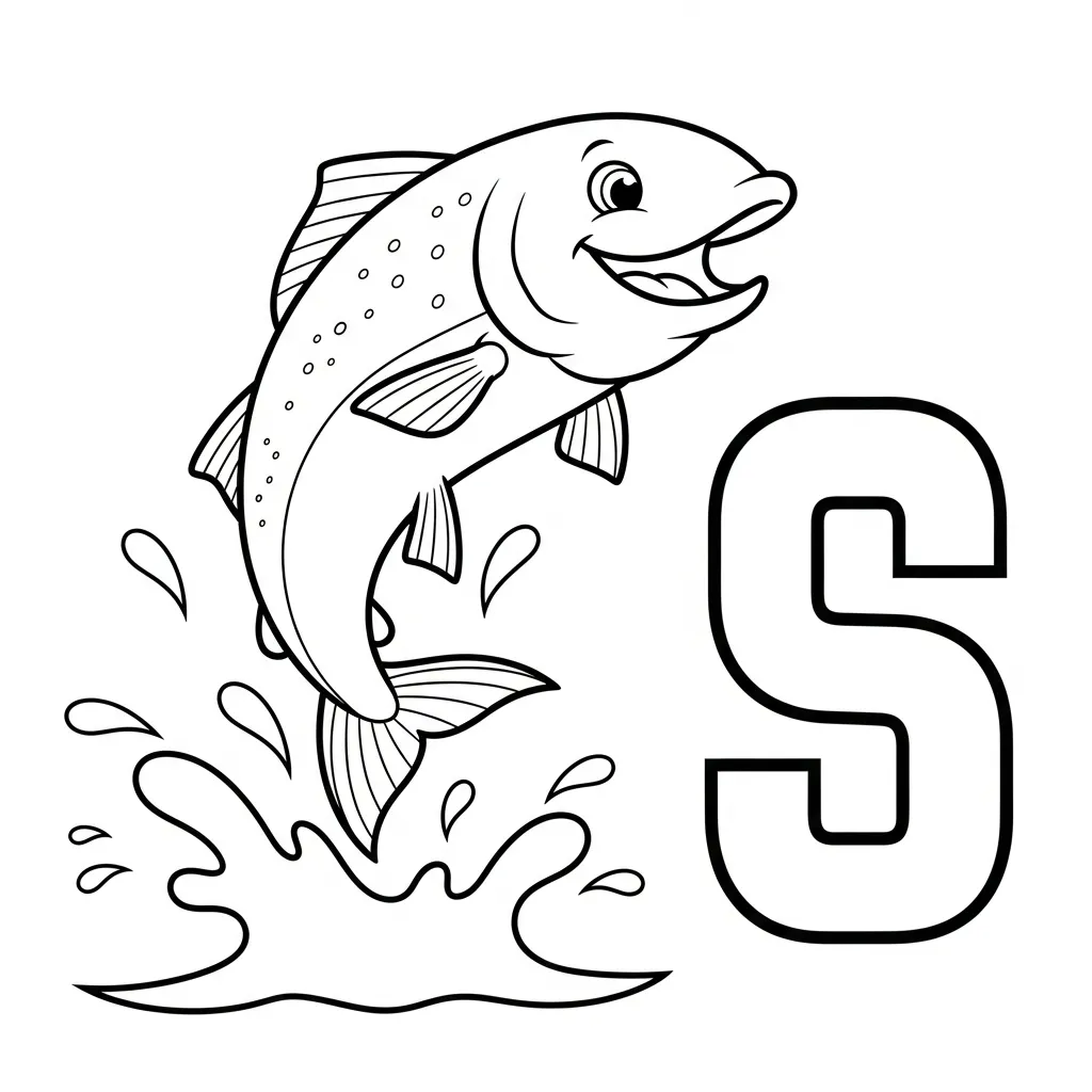 Letter S dieren kleurplaat 7