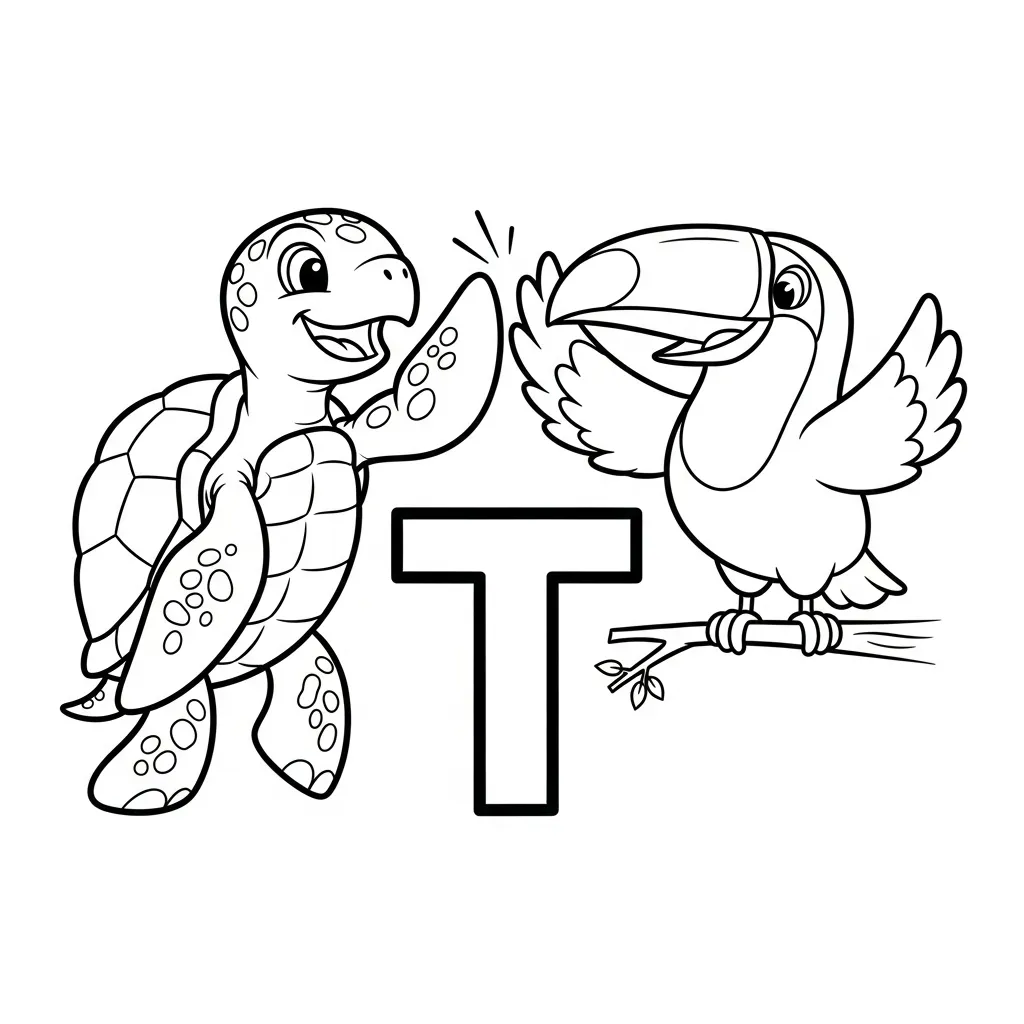 Letter T-dieren kleurplaat 13 Letter T dieren kleurplaat 5