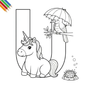 Letter U-dieren kleurplaat thumbnail