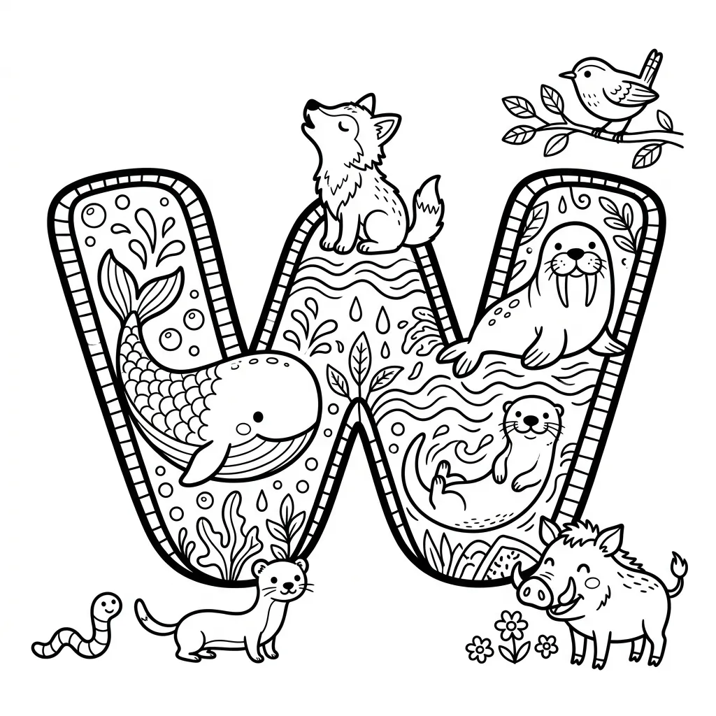Letter W-dieren kleurplaat 18 Letter W dieren kleurplaat 10
