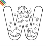 Letter W-dieren kleurplaat thumbnail