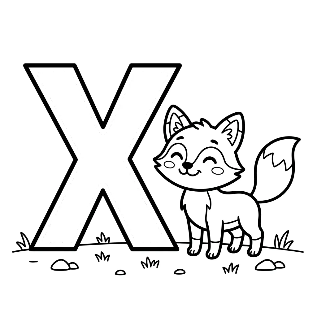 Letter X dieren kleurplaat 13