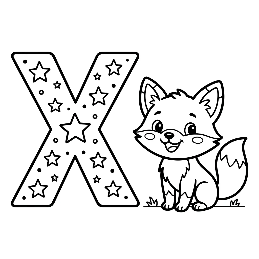 Letter X dieren kleurplaat 14