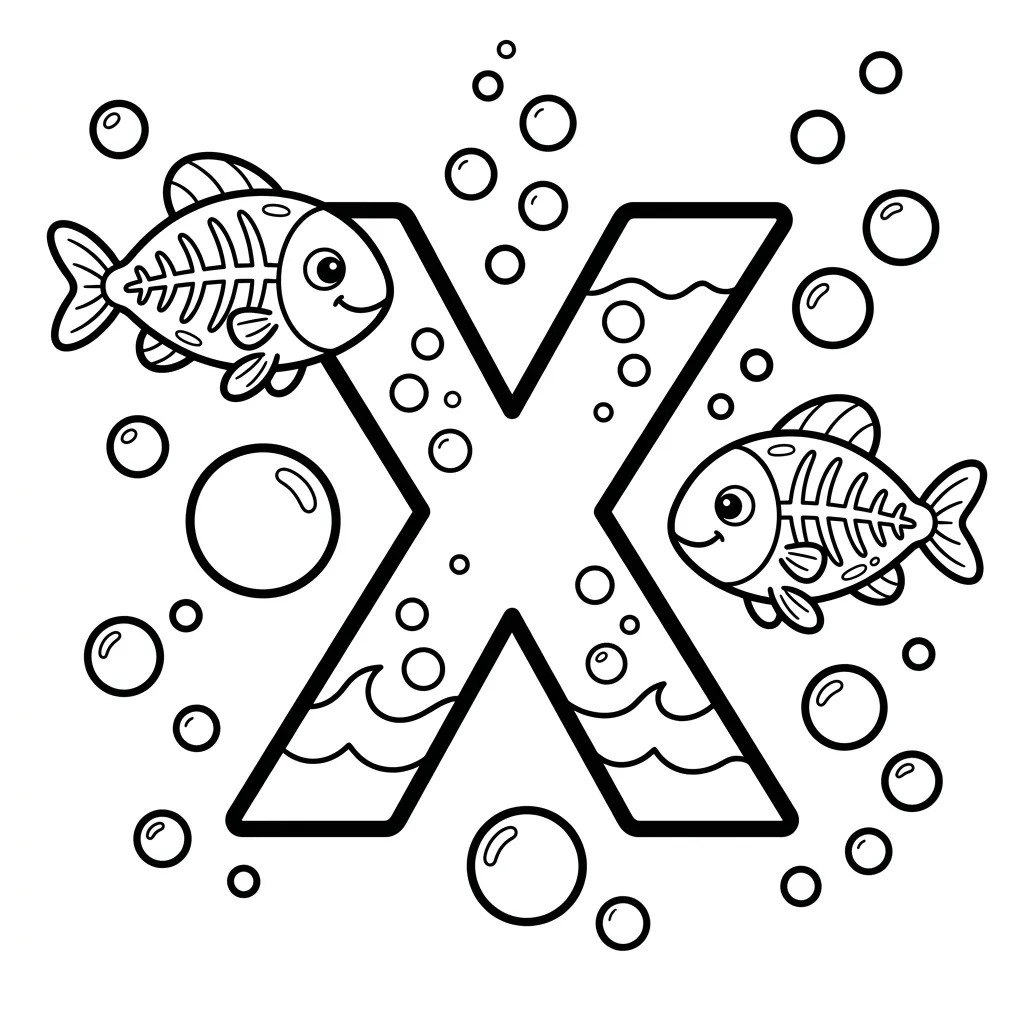 Letter X dieren kleurplaat 15