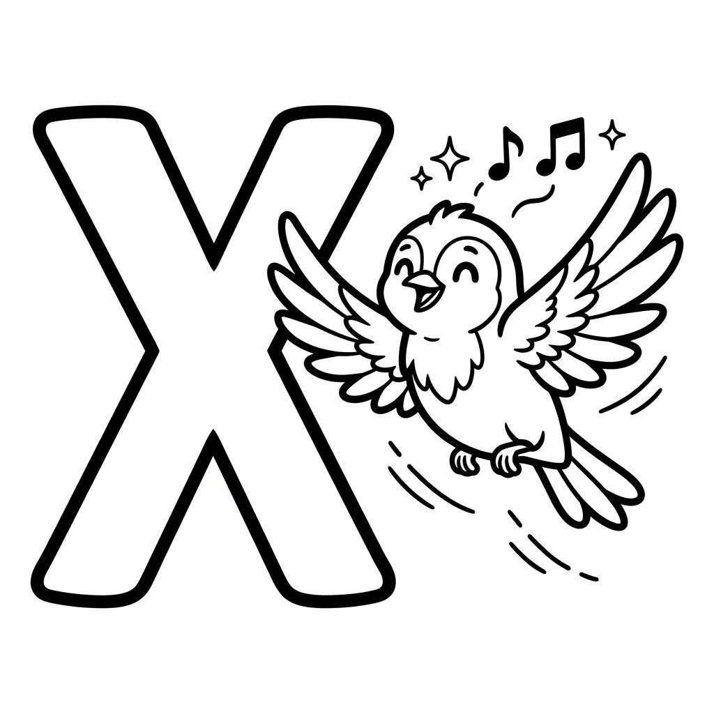 Letter X dieren kleurplaat 16