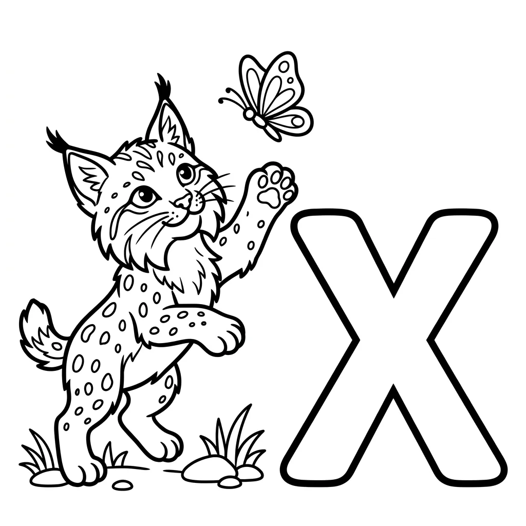 Letter X dieren kleurplaat 18