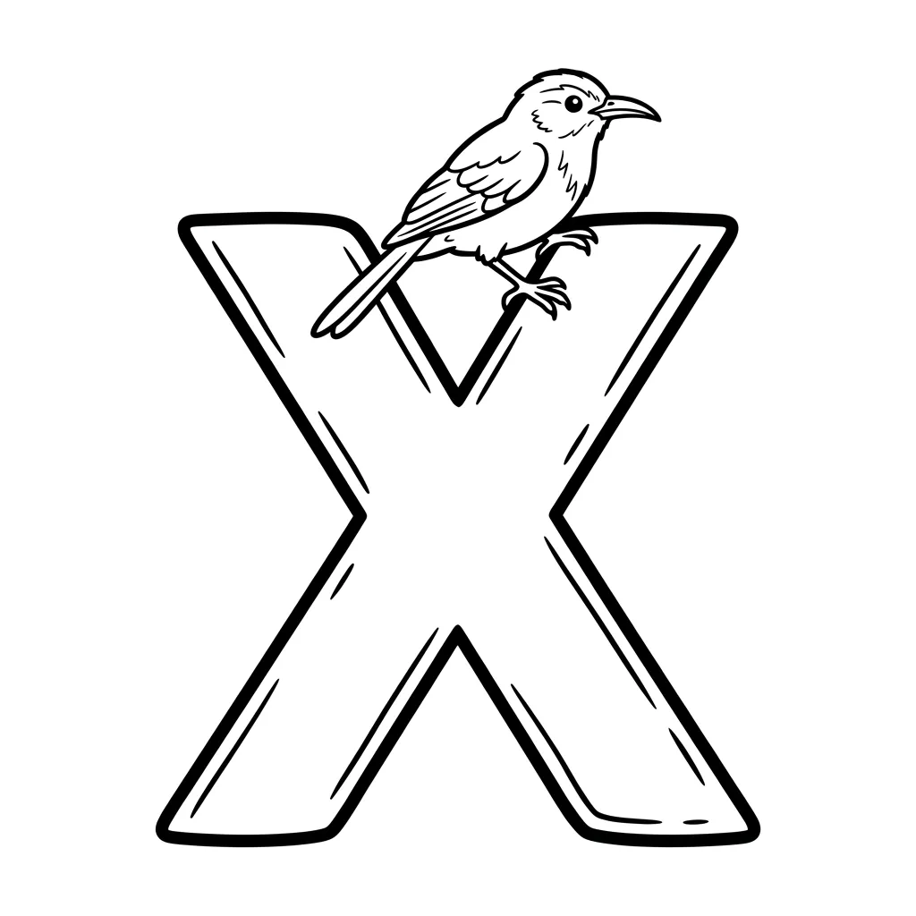 Letter X dieren kleurplaat 19