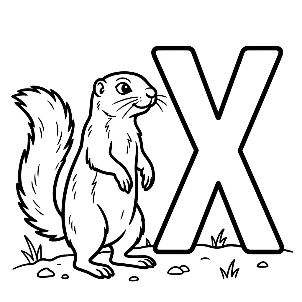Letter X dieren kleurplaat 8