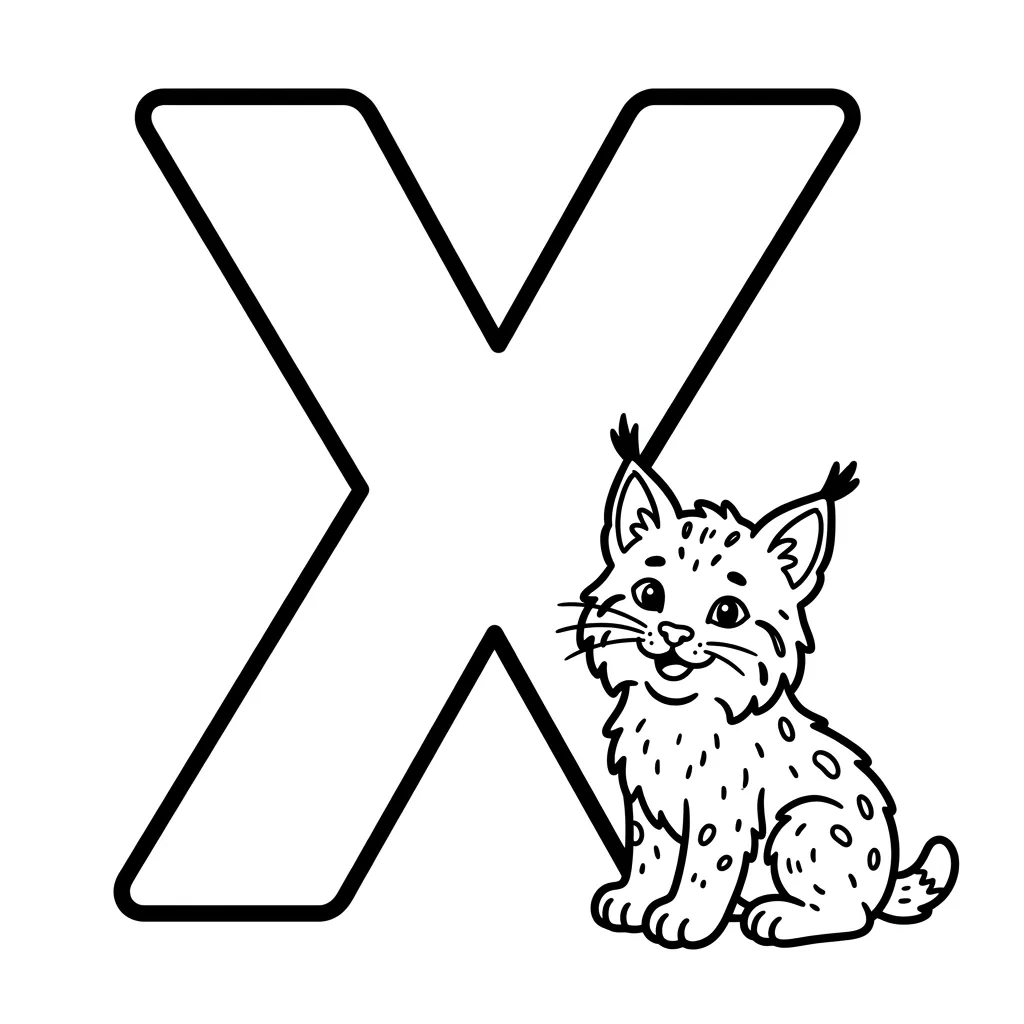 Letter X dieren kleurplaat 1