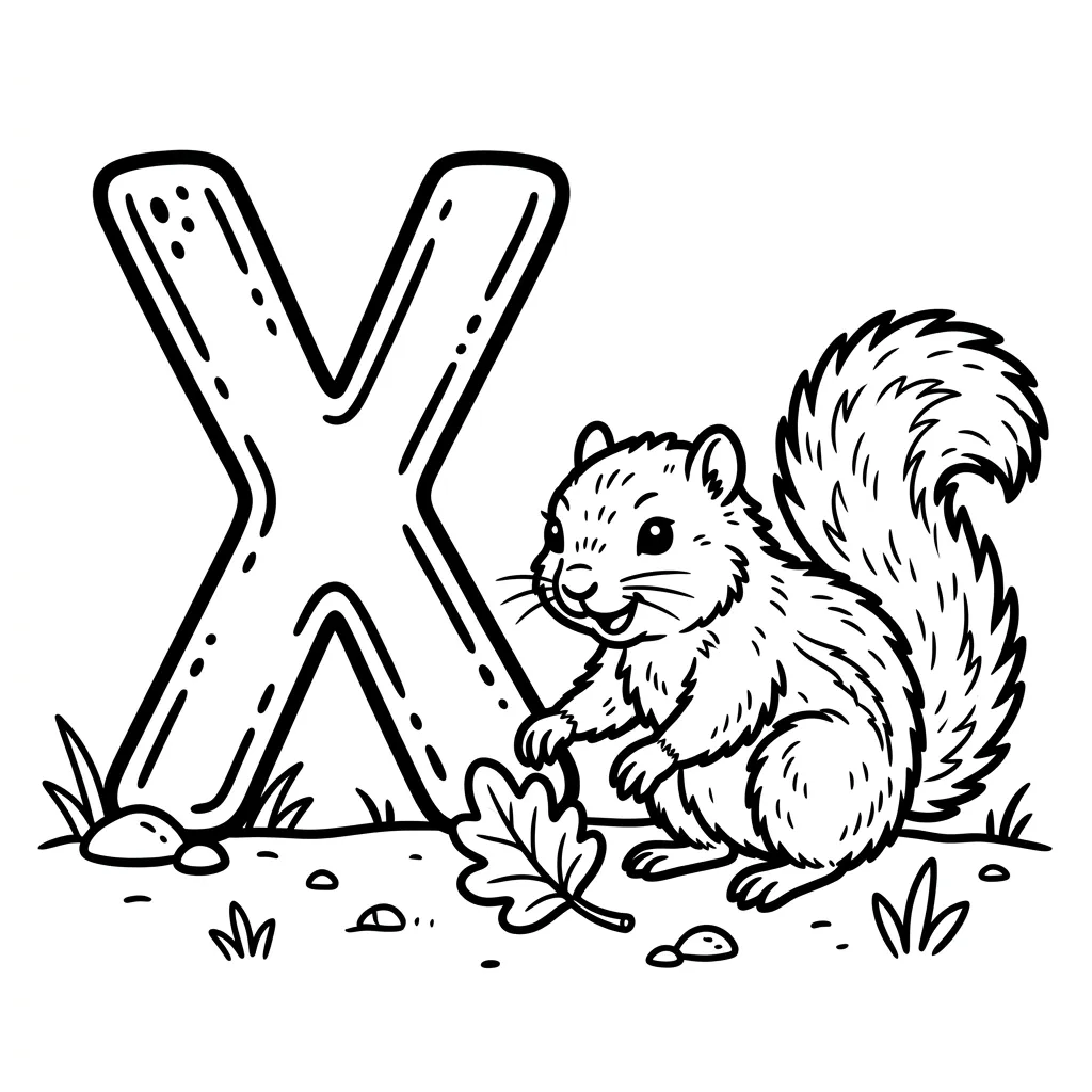 Letter X dieren kleurplaat 2