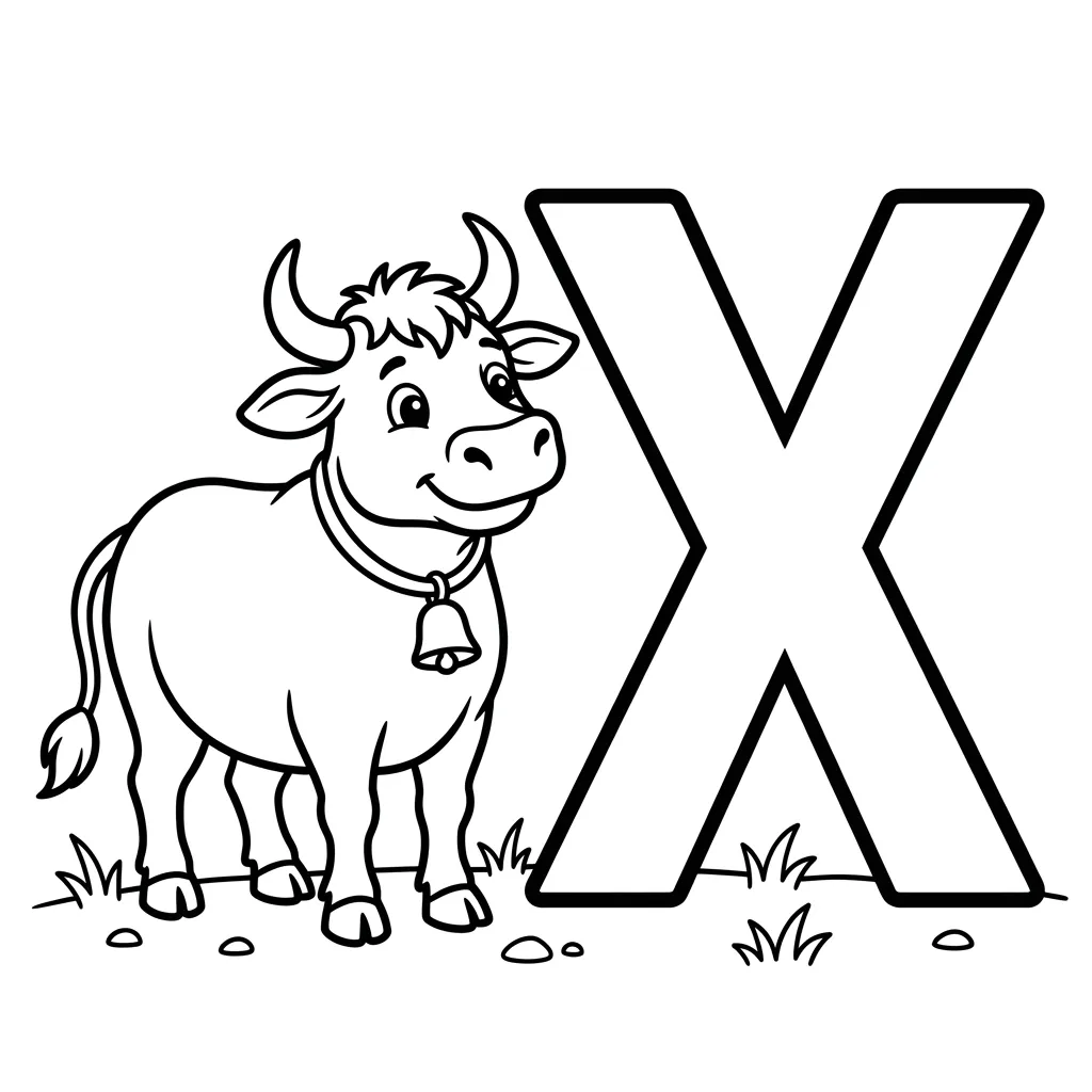 Letter X dieren kleurplaat 3