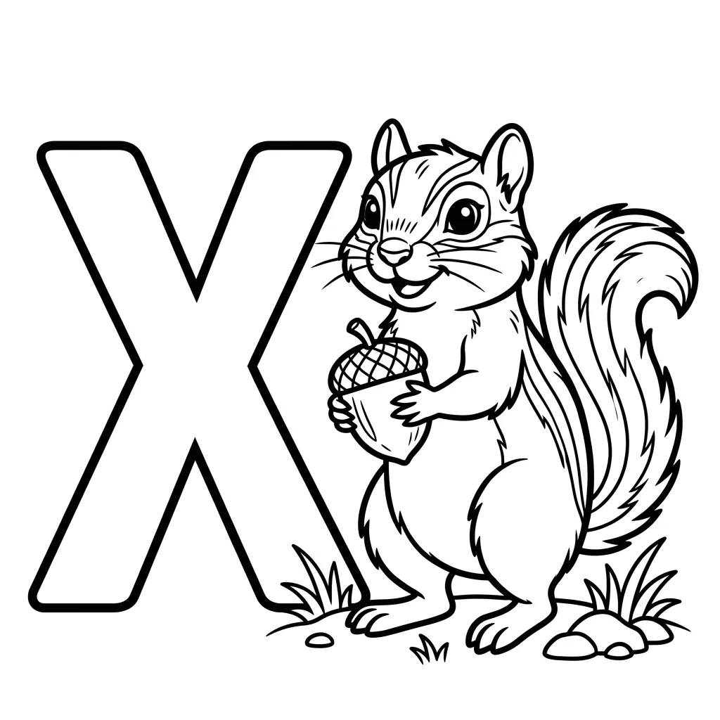 Letter X dieren kleurplaat 4