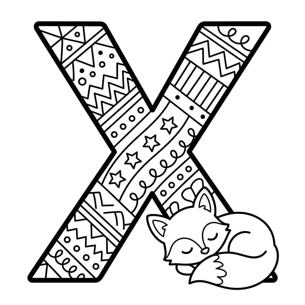 Letter X dieren kleurplaat 5