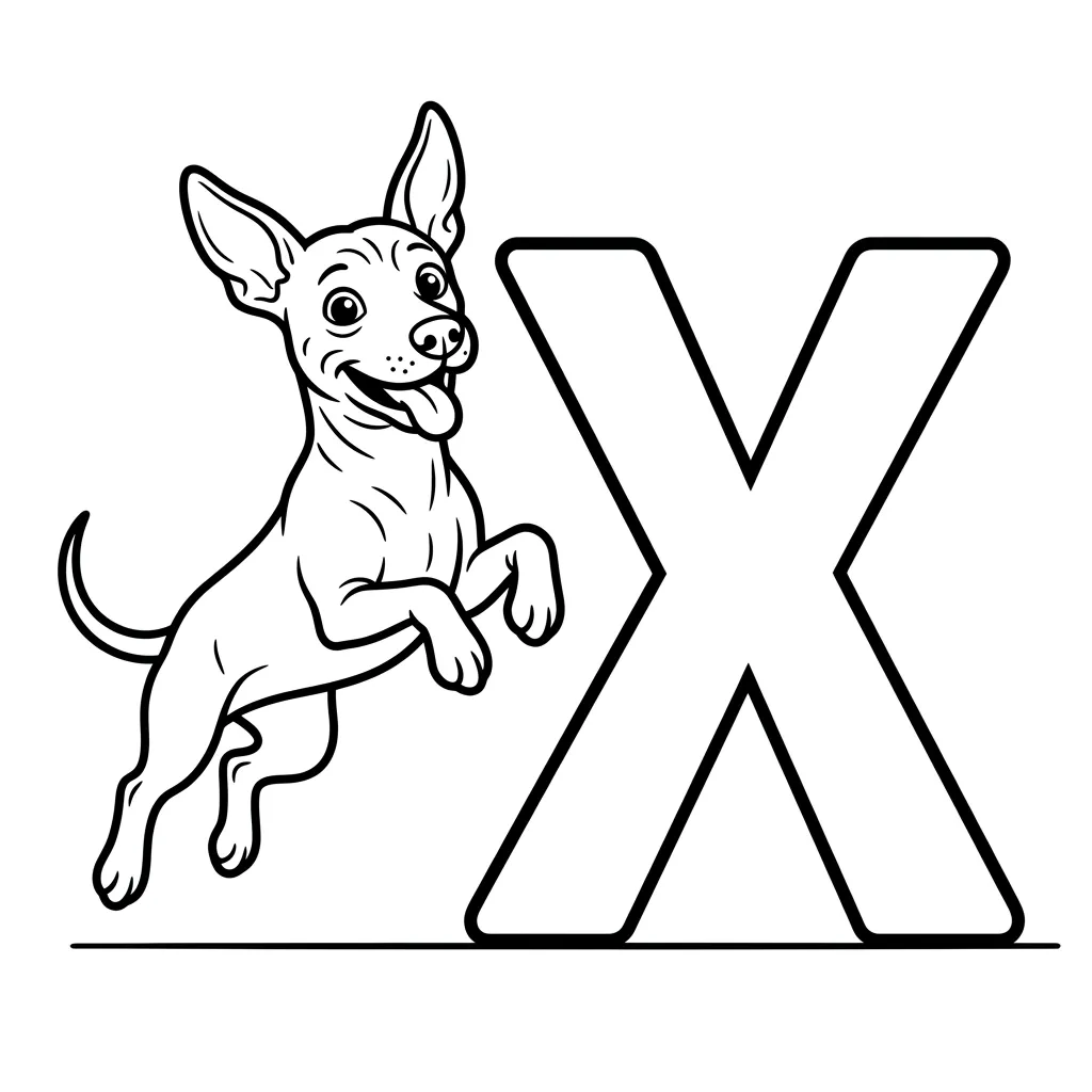 Letter X dieren kleurplaat 7