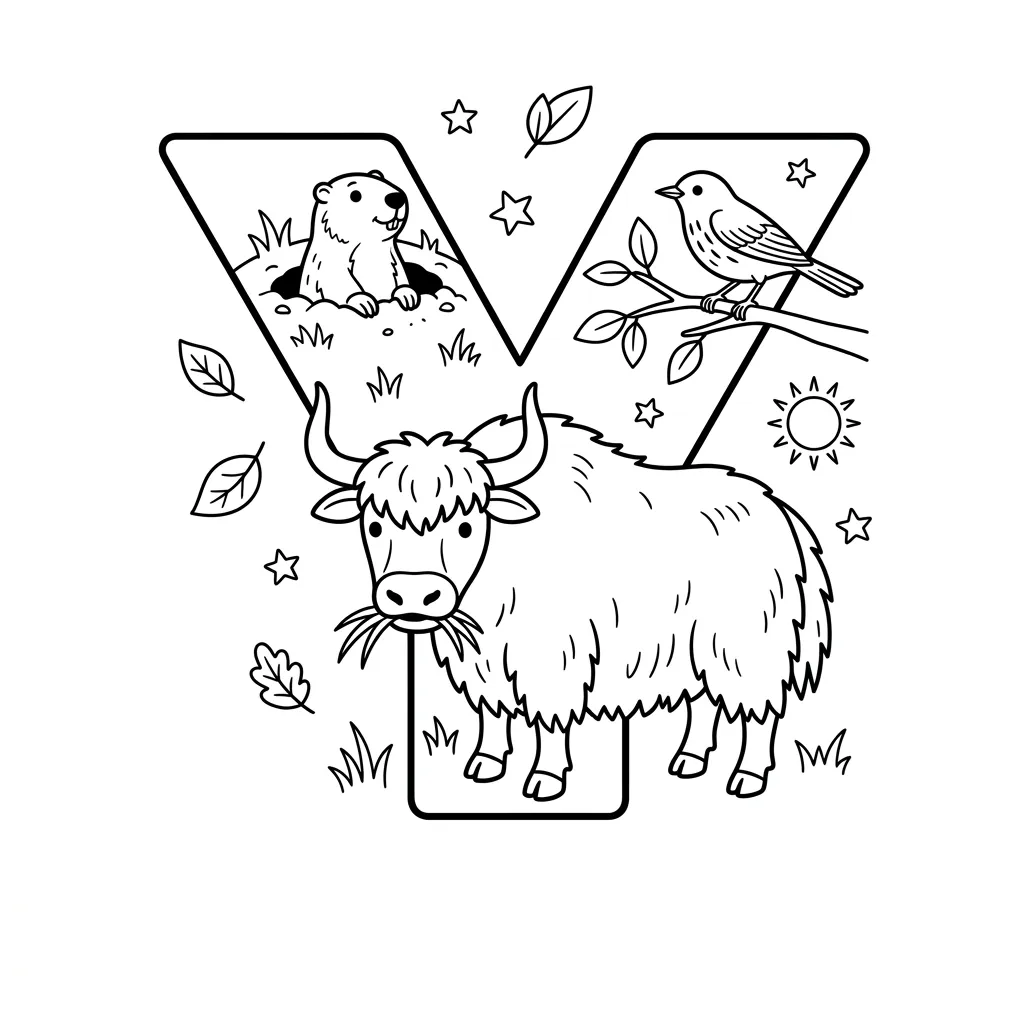 Letter Y-dieren kleurplaat 10 Letter Y dieren kleurplaat 2