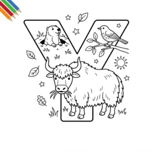Letter Y-dieren kleurplaat thumbnail