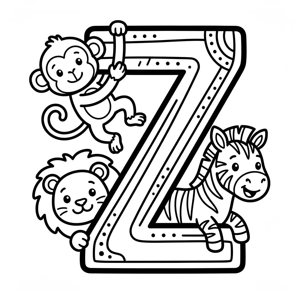 Letter Z dieren kleurplaat 4