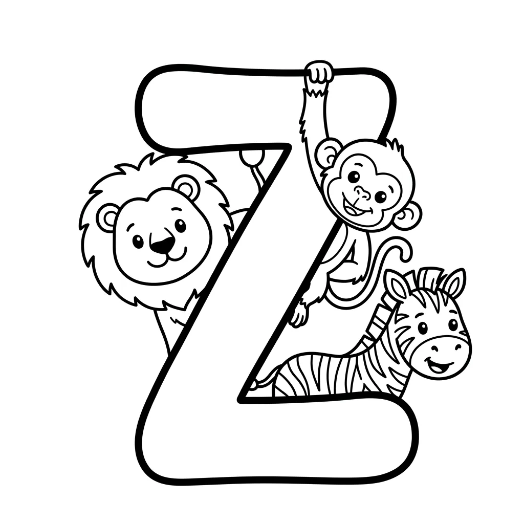 Letter Z dieren kleurplaat 5