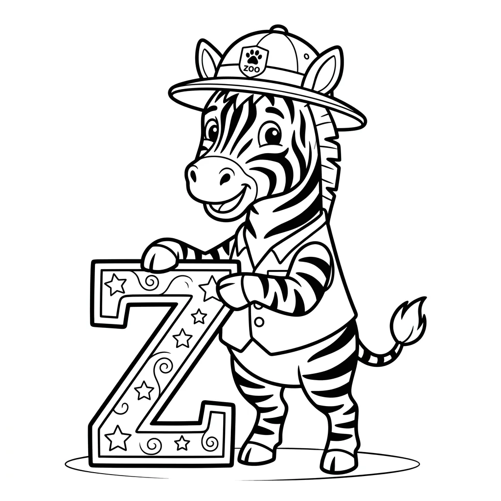 Letter Z dieren kleurplaat 6