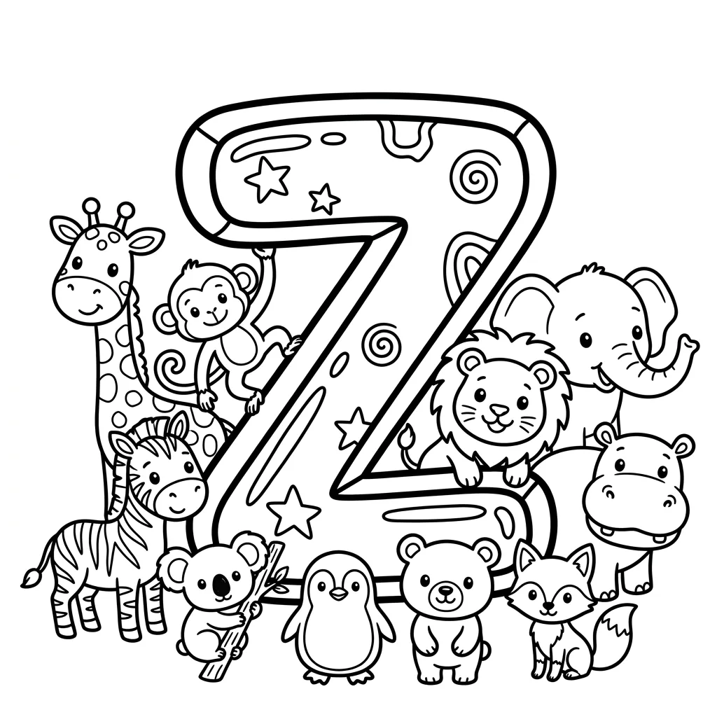 Letter Z dieren kleurplaat 13