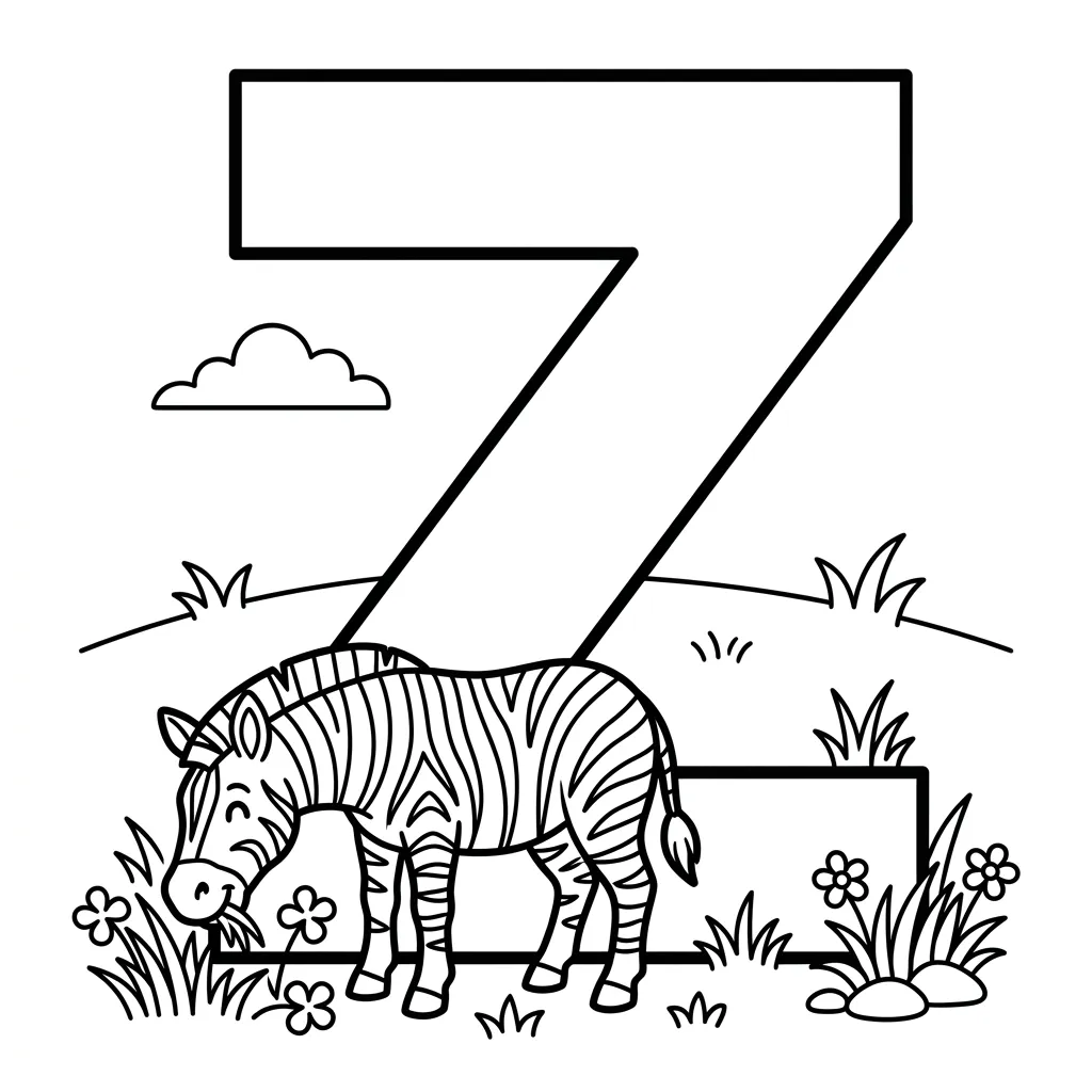 Letter Z dieren kleurplaat