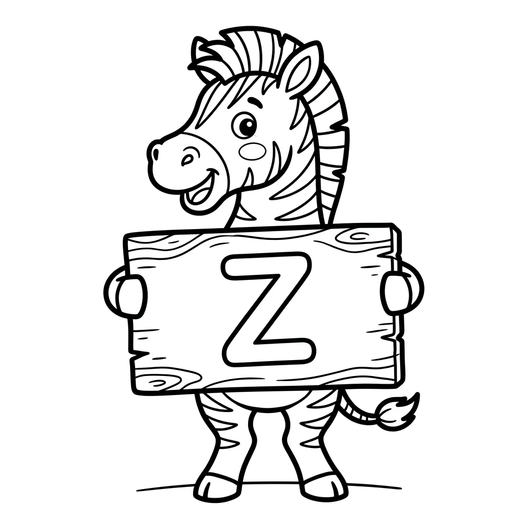 Letter Z dieren kleurplaat 7