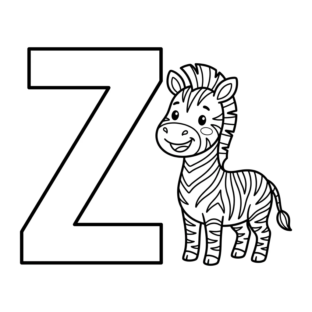 Letter Z dieren kleurplaat 8