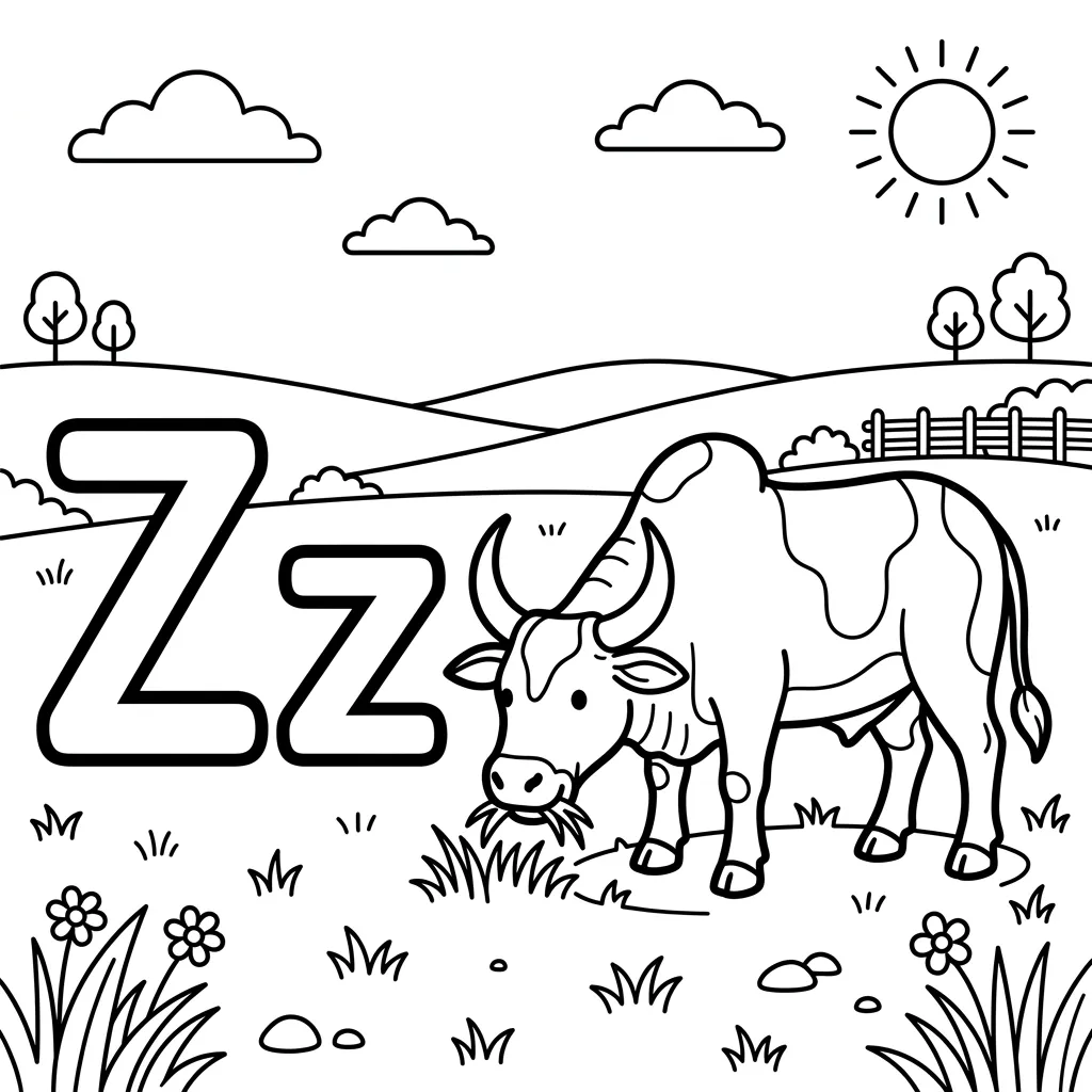 Letter Z dieren kleurplaat 9