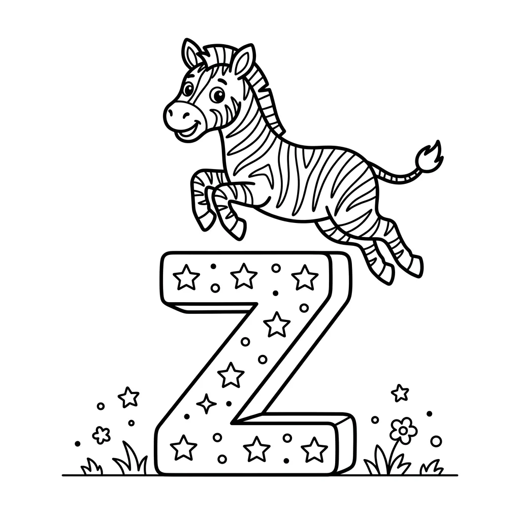 Letter Z dieren kleurplaat 10