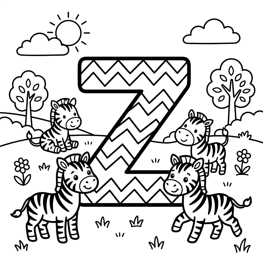 Letter Z dieren kleurplaat 11