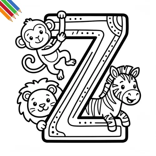 Letter Z-dieren kleurplaat thumbnail