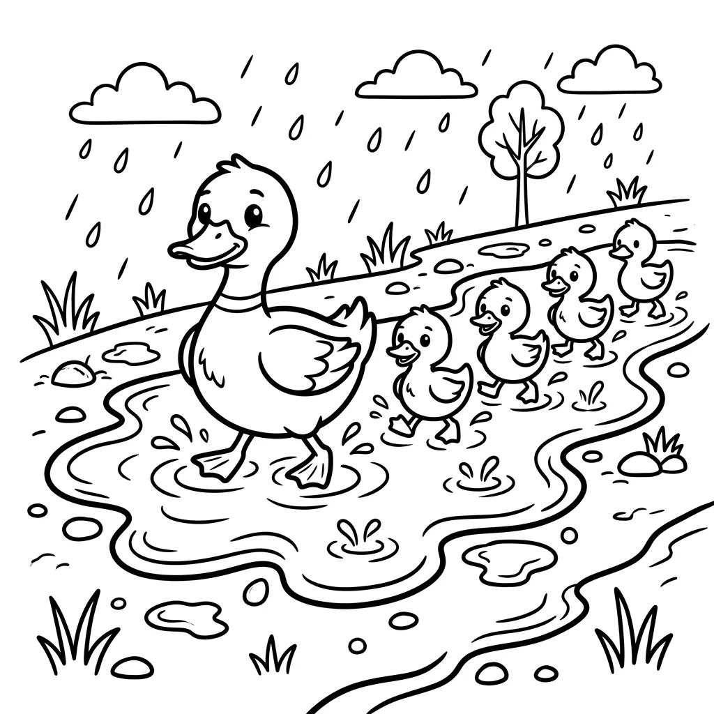 Kleurplaat Regen 3