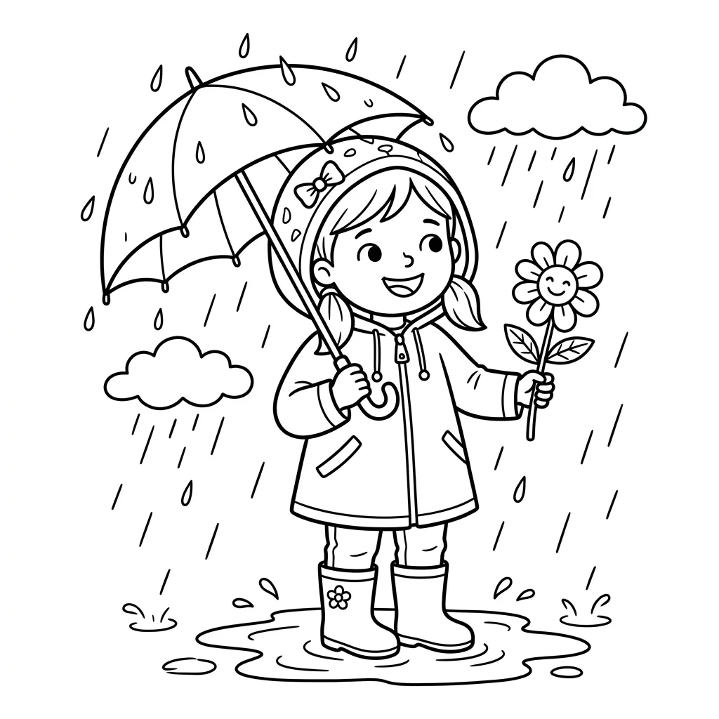 Kleurplaat Regen 8