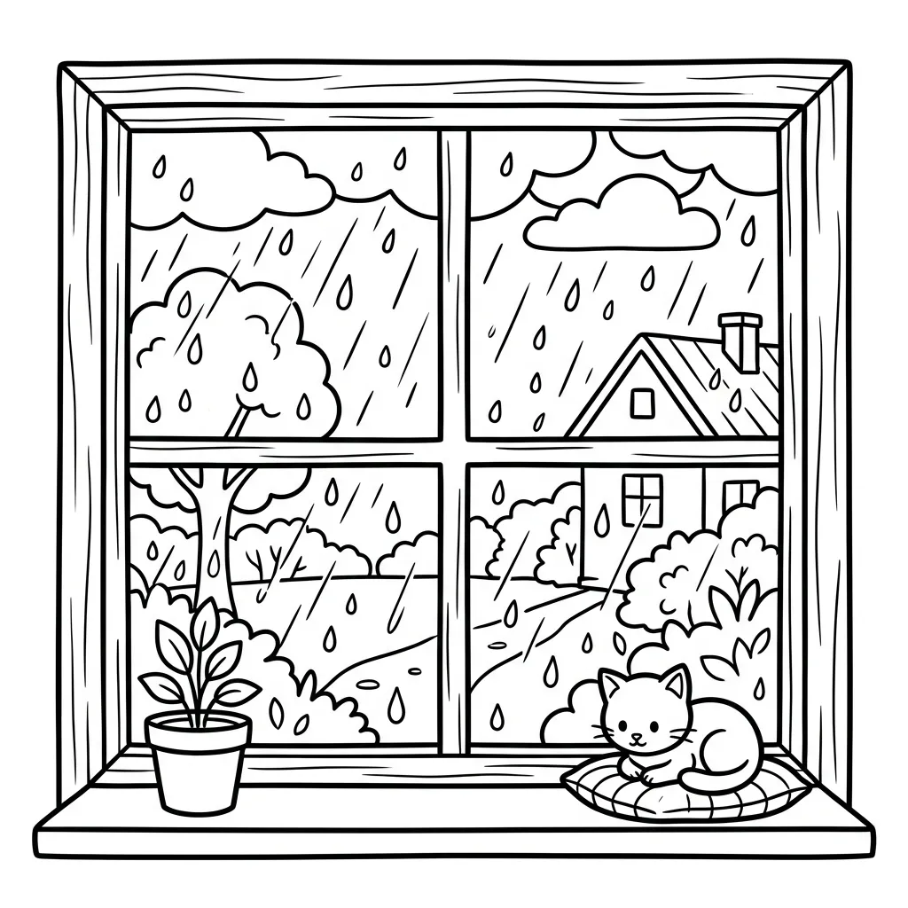 Kleurplaat Regen 15