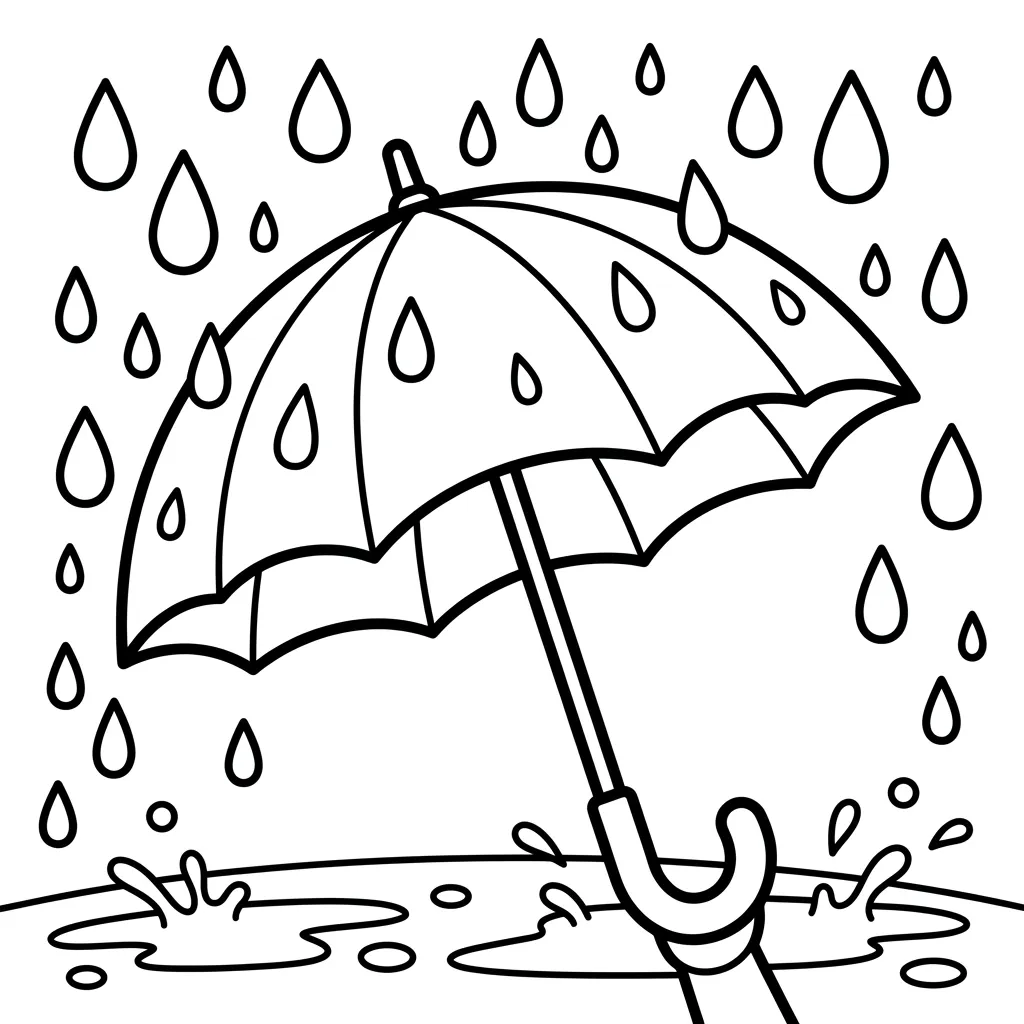 Kleurplaat Regen