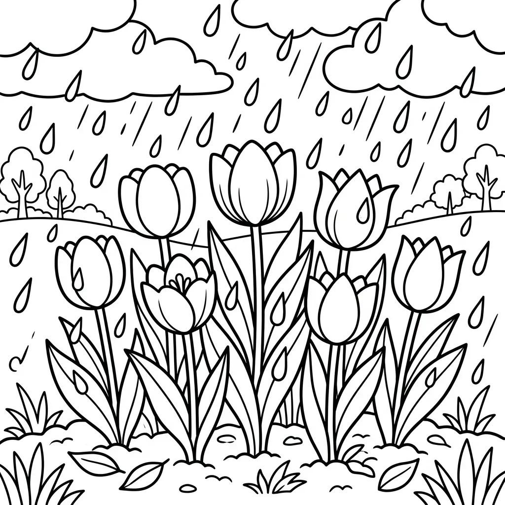Kleurplaat Regen 1