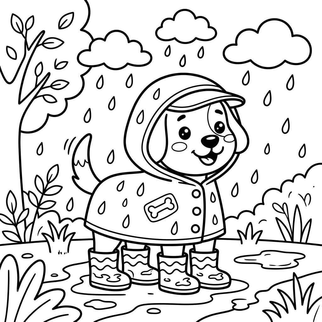 Kleurplaat Regen 2