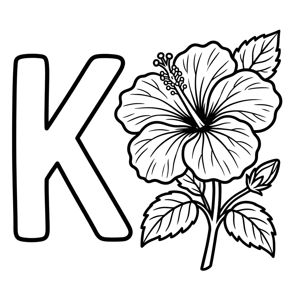 Letter K bloemen kleurplaat 4